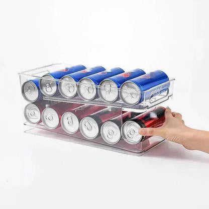 Refrigerator Beverage Storage Box Double-layer Self-rolling Kitchen Storage Rack - www.Shopthatapp.com