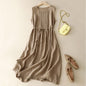 Robe ample en coton et lin sans manches à col rond Resilia