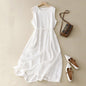 Robe ample en coton et lin sans manches à col rond Resilia