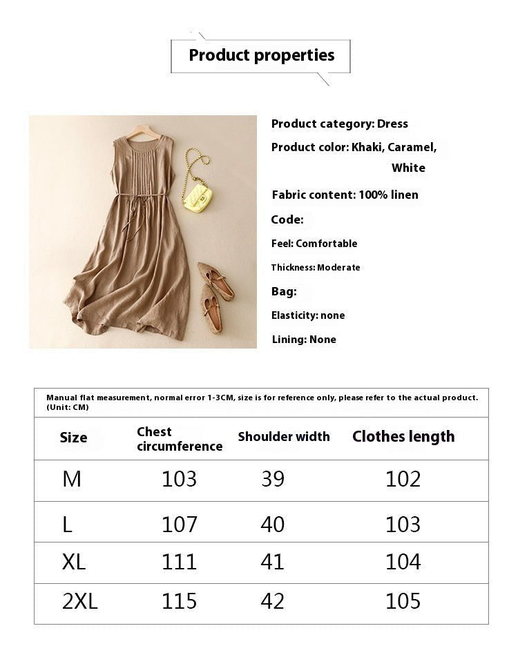 Robe ample en coton et lin sans manches à col rond Resilia
