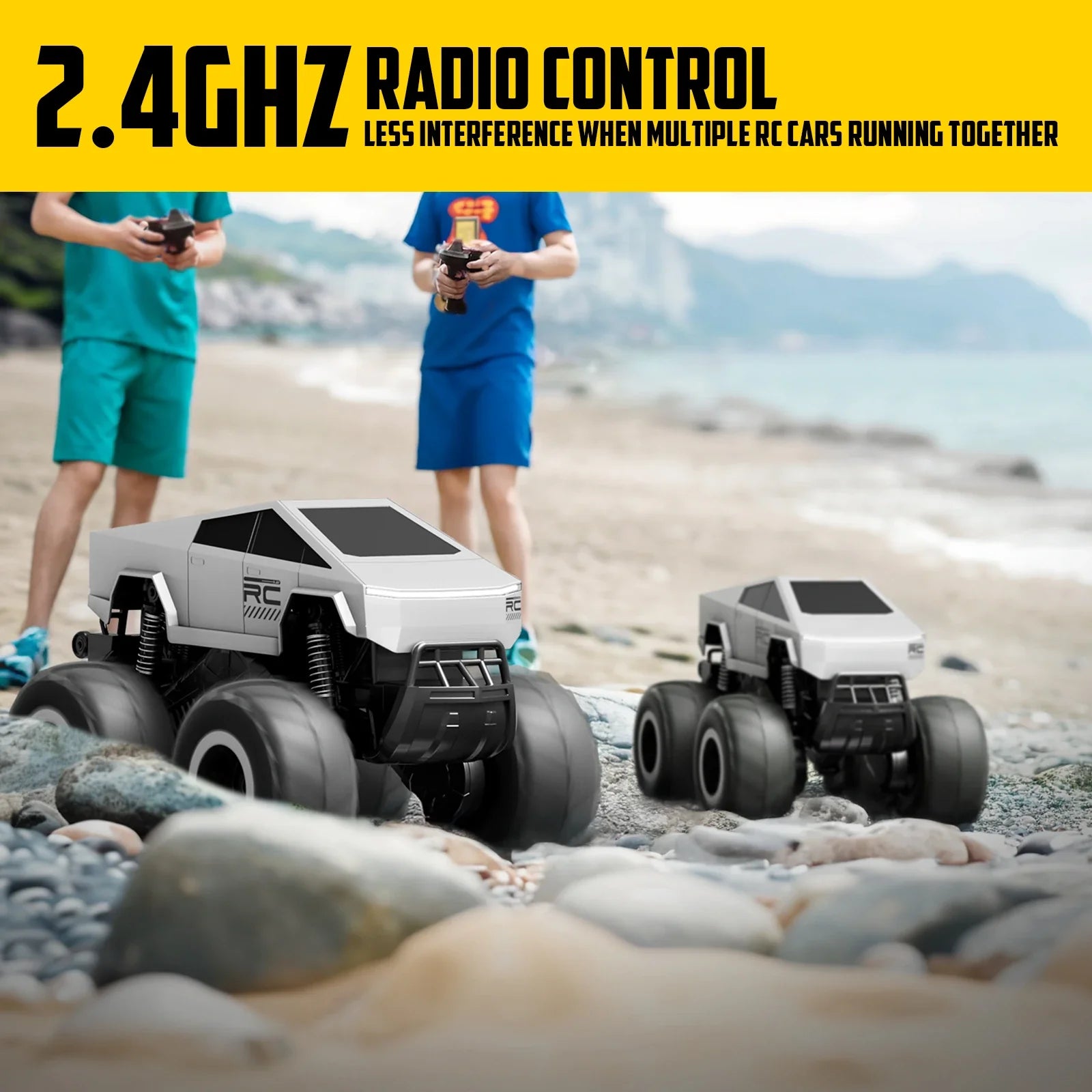 4WD Cybertruck-Inspired RC Truck | Amphibious, 360° Spins, Waterproof - www.Shopthatapp.com