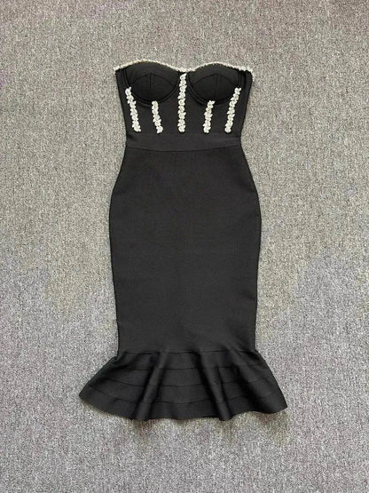 Rhinestone Waist-tight Hip Lotus Leaf Fishtail Gown - www.Shopthatapp.com