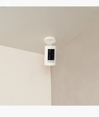 Caméra Ring Stick Up | Extérieur | Intérieur | Batterie | Sans fil | Branchement | Blanc | Noir