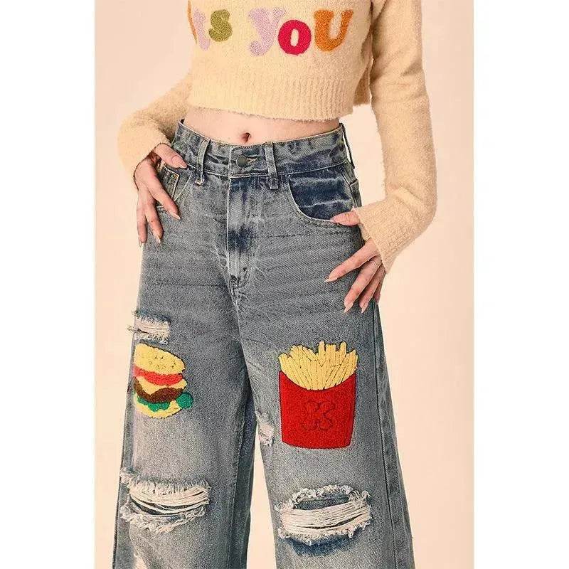 Ripped Jeans Women Loose Straight Wide Leg Oversized Trousers - www.Shopthatapp.com