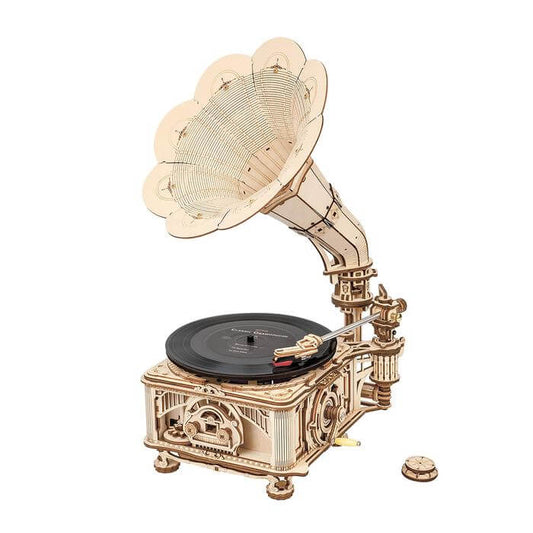 Gramophone classique à manivelle | Kidstoylover - Jouet en bois à assembler soi-même