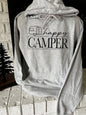 Happy Camper t-shirt in gray featuring a stylish camper graphic for cozy casual wear