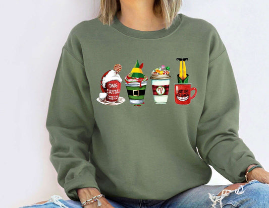 RusticGirls.Trilogy ELF Coffee Crewneck Sweater - www.Shopthatapp.com