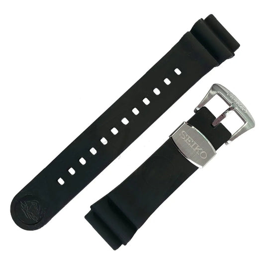 Bracelet en caoutchouc noir pour montre Seiko Turtle/Samouraï, 22 mm, OEM | R02F011J9 