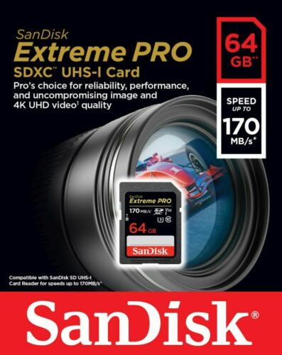 Carte SD SanDisk Extreme PRO SDXC UHS-I V30 4K Classe 10 64 Go 128 Go 256 Go