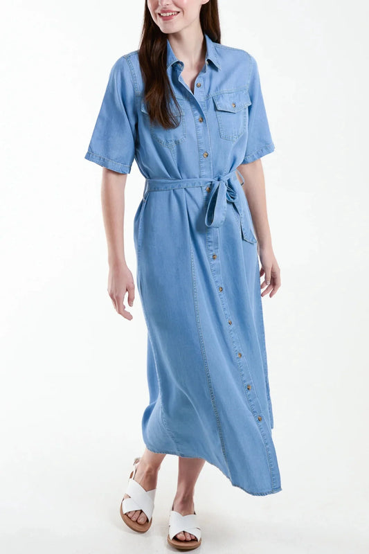 Robe chemise midi boutonnée sur le devant Sadie 