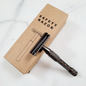 Caley-Beth safety razor for men displayed with its eco-friendly packaging on a marble surface