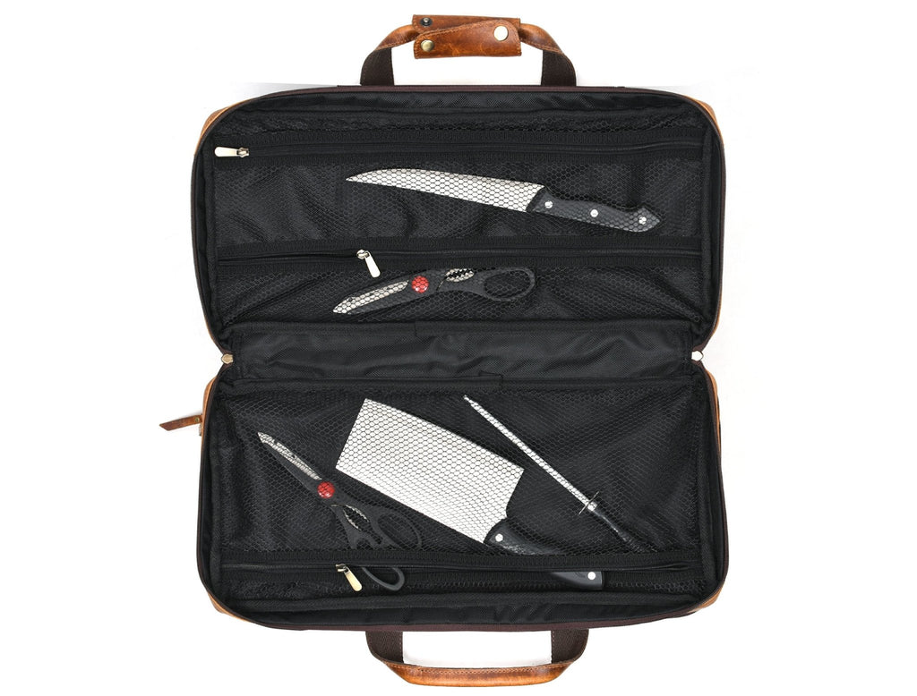 Salerno Leather Chef Knife Case Stress Brown (KR-61) - www.Shopthatapp.com