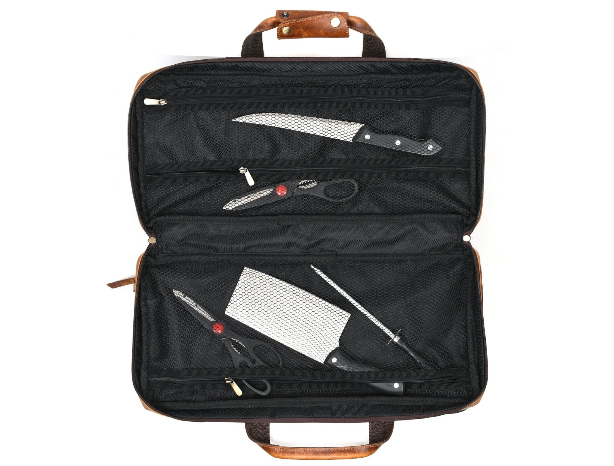 Salerno Leather Chef Knife Case Stress Brown (KR-61) - www.Shopthatapp.com