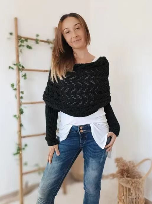 Sally knitted long sleeve shawl - www.Shopthatapp.com