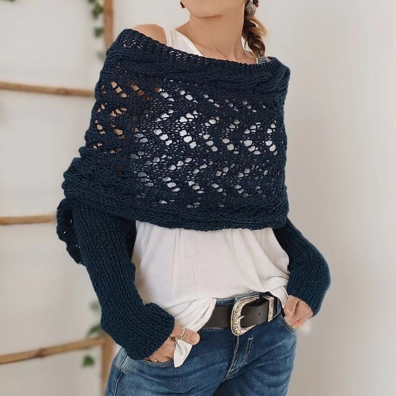 Sally knitted long sleeve shawl - www.Shopthatapp.com