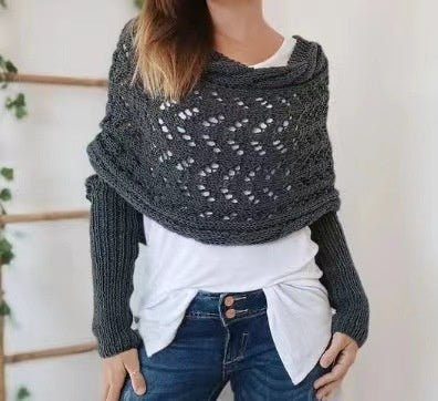 Sally knitted long sleeve shawl - www.Shopthatapp.com