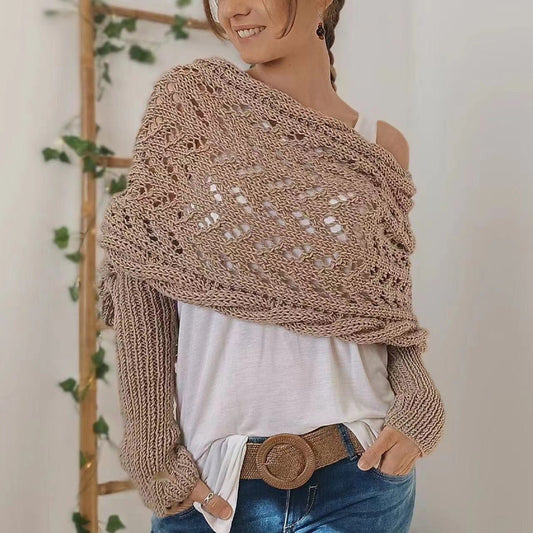 Sally knitted long sleeve shawl - www.Shopthatapp.com