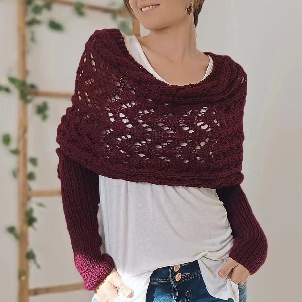 Sally knitted long sleeve shawl - www.Shopthatapp.com