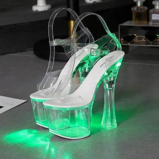 Wedge shoes Sandals Feminine Transparent Crystal Platform High Heels - www.Shopthatapp.com