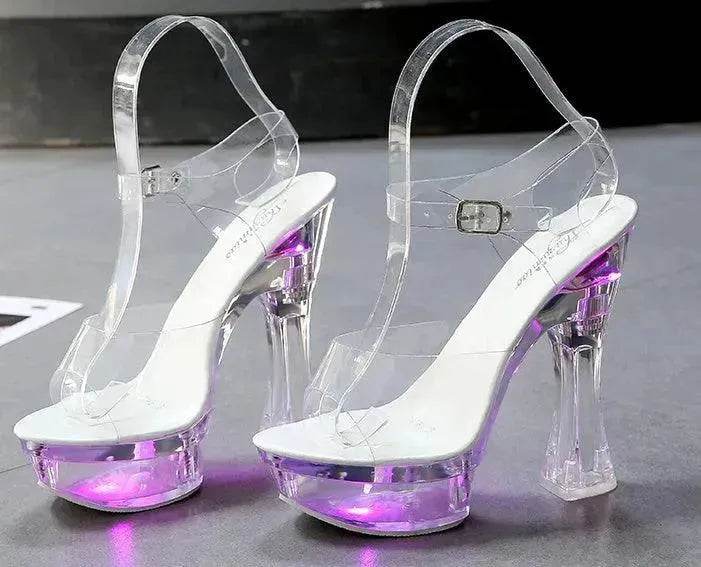 Wedge shoes Sandals Feminine Transparent Crystal Platform High Heels - www.Shopthatapp.com