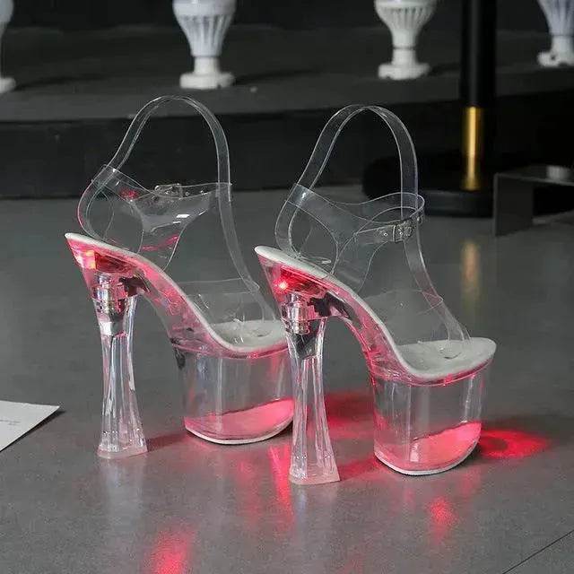 Wedge shoes Sandals Feminine Transparent Crystal Platform High Heels - www.Shopthatapp.com