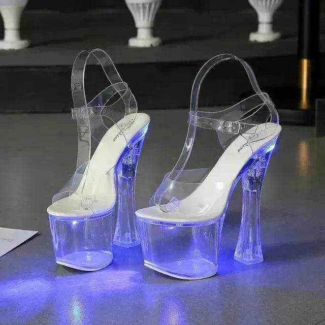 Wedge shoes Sandals Feminine Transparent Crystal Platform High Heels - www.Shopthatapp.com