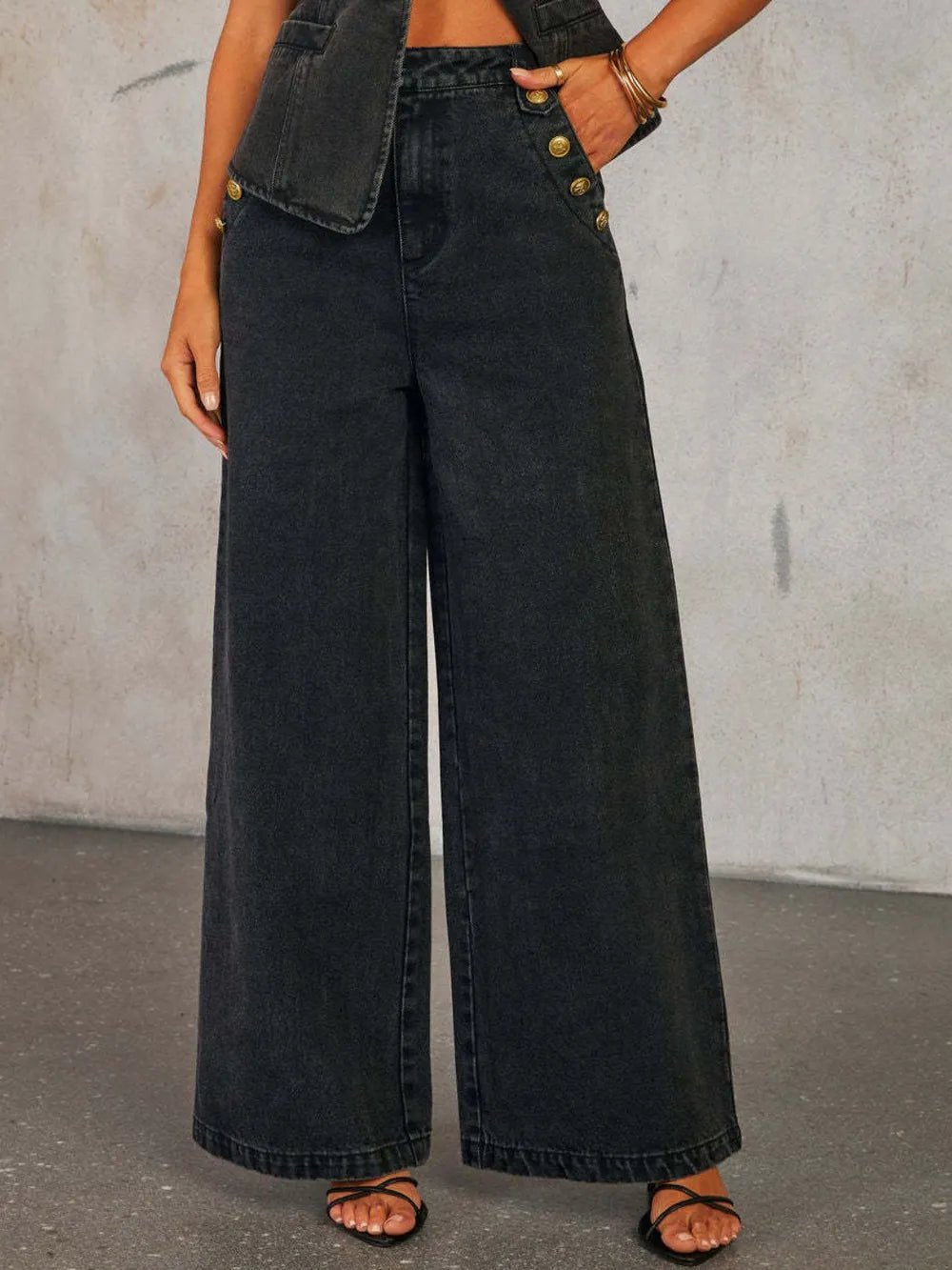 Santi High Rise Wide Leg Jeans - www.Shopthatapp.com