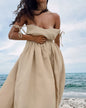 Santorini French Cotton And Linen Breathable Strap High Waist Dress - www.Shopthatapp.com