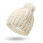 Bonnet en laine doublé de satin avec pompon en fausse fourrure