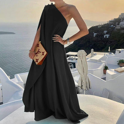 Robe ample à manches diagonales en dacron Selina