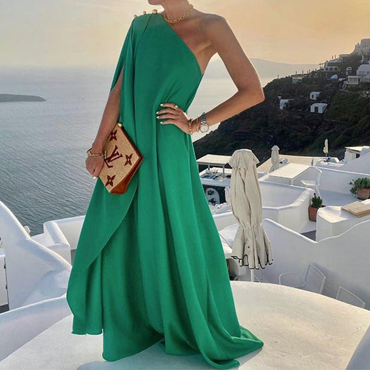 Robe ample à manches diagonales en dacron Selina