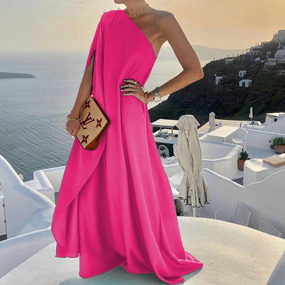Robe ample à manches diagonales en dacron Selina