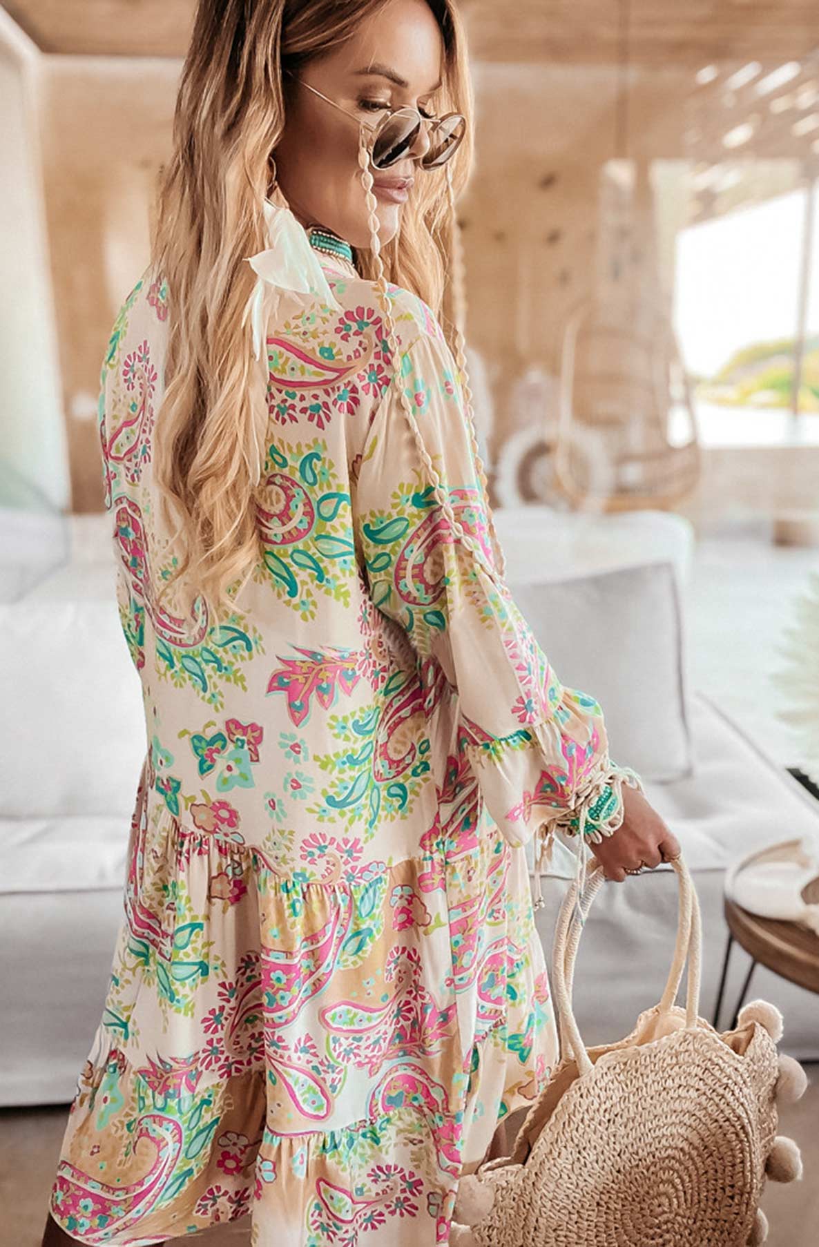 Robe tunique surdimensionnée abstraite Sena