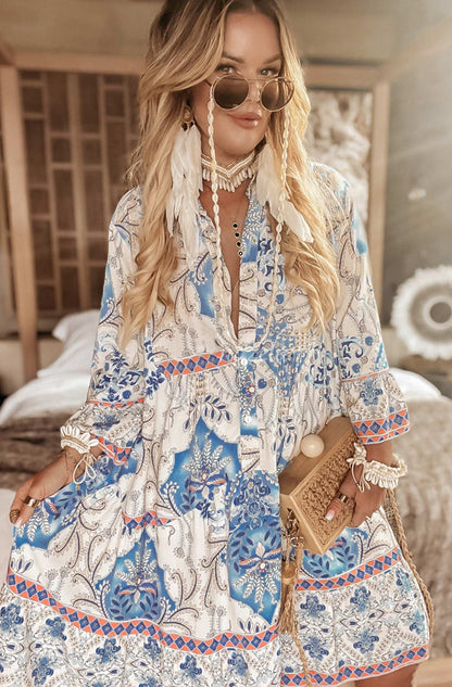 Robe tunique surdimensionnée abstraite Sena