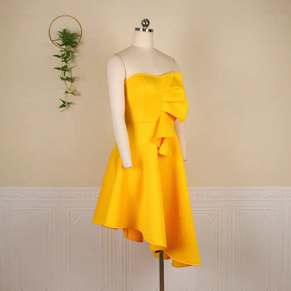 1 Bold sleeveless asymmetric party dress – high waist, strapless style. - www.Shopthatapp.com