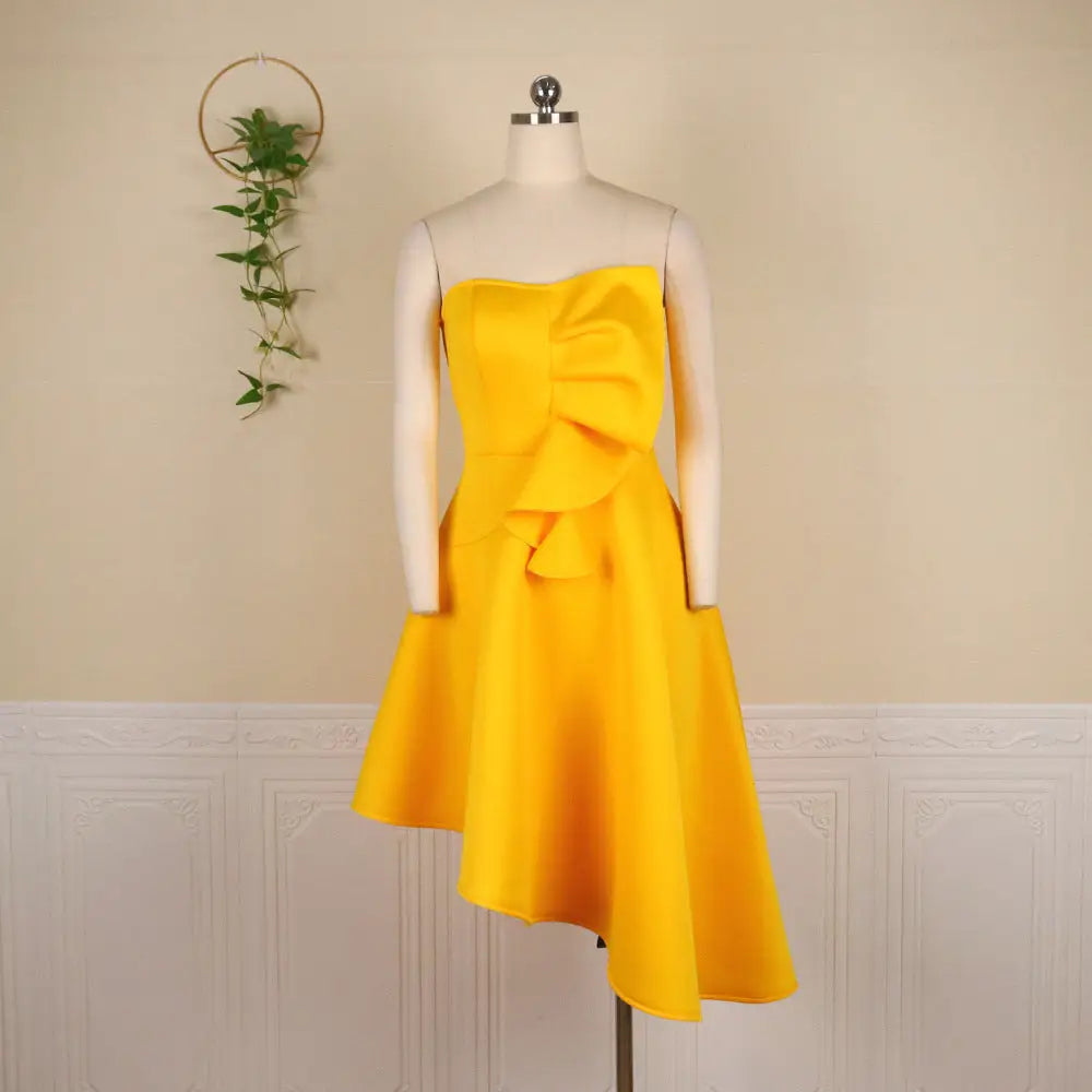 1 Bold sleeveless asymmetric party dress – high waist, strapless style. - www.Shopthatapp.com