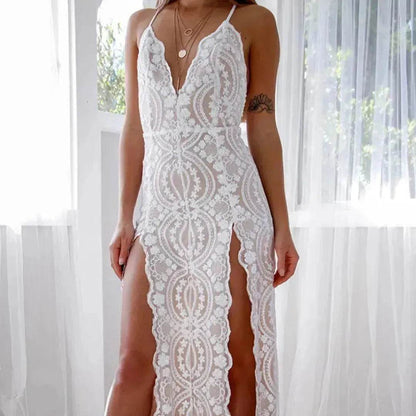 Charming Fashion Suspender Sleeveless Split Summer Women Dress - www.Shopthatapp.com