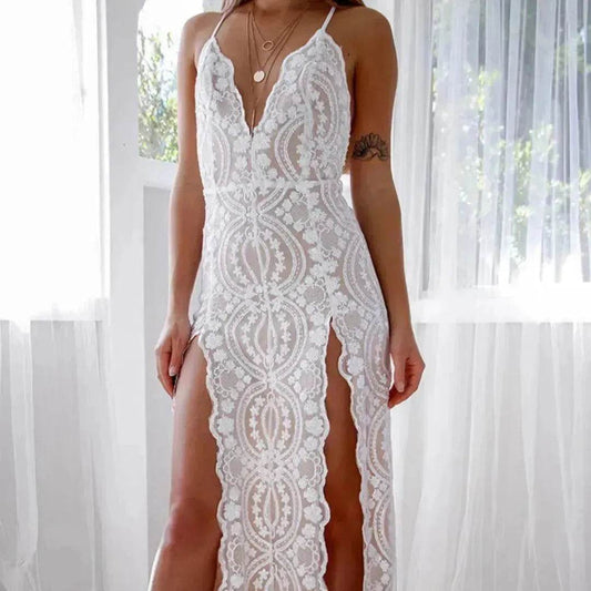 Charming Fashion Suspender Sleeveless Split Summer Women Dress - www.Shopthatapp.com