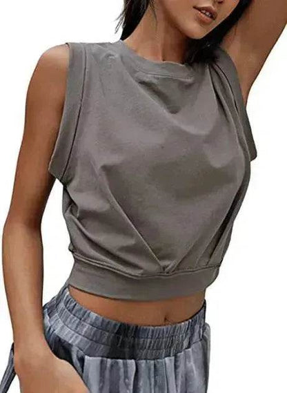 Charming Navel-Exposed Sweatshirt Summer Loose Sleeveless Running Fitness Yoga Crop Tops Tank Tops For Women. - www.Shopthatapp.com