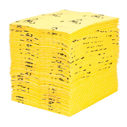 Caution Pads - High Visibility Absorbents, Universal, 15" x 18", 24.4 gal. Absorbancy - www.Shopthatapp.com