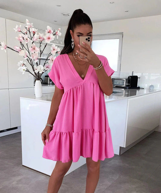 Shyla V-Neck Smock Dress - www.Shopthatapp.com