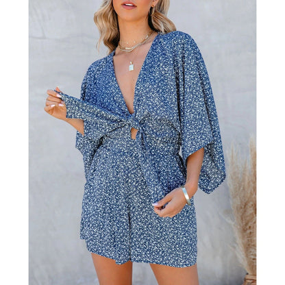 Sila V-Neck Lace Loose jumpsuit