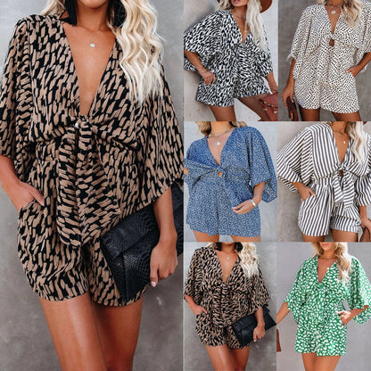 Sila V-Neck Lace Loose jumpsuit
