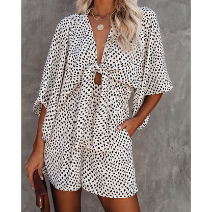 Sila V-Neck Lace Loose jumpsuit