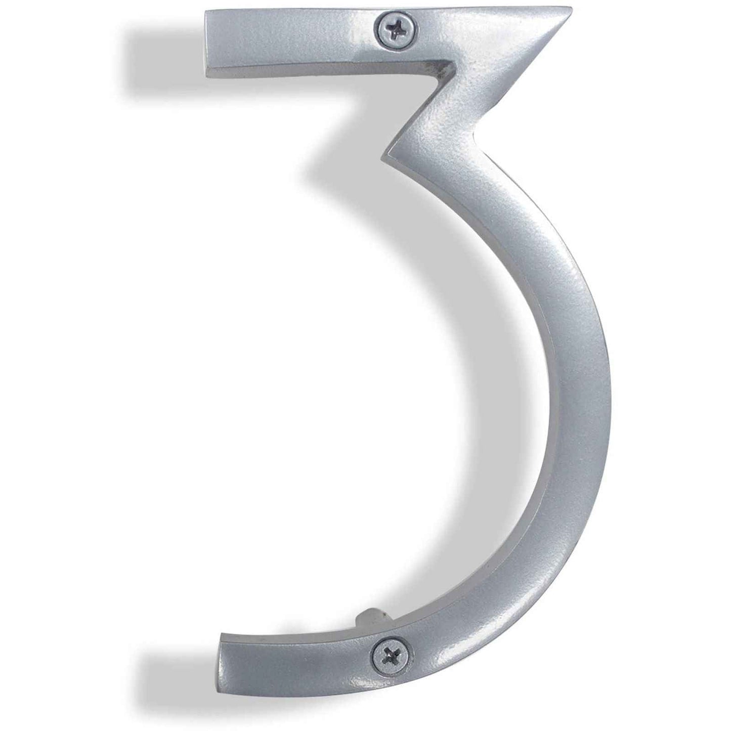 Stylish silver house number 3 with a modern design for home decor