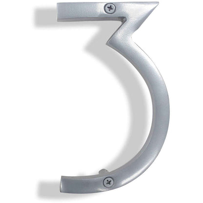 Stylish silver house number 3 with a modern design for home decor