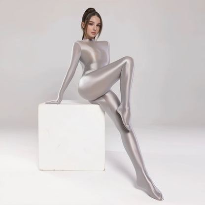 Spandex Nylon Full Bodysuit Zentai Shinny Cosplay Jumpsuit Attached Gloves - www.Shopthatapp.com