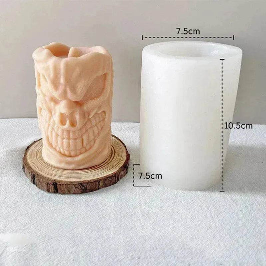 Skull Ornament Cylindrical Scented Candle Mould - www.Shopthatapp.com