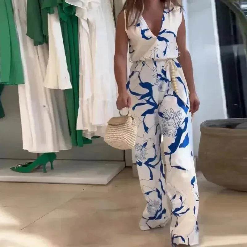 Sleeveless Top High Waist Pants Casual Suit Women - www.Shopthatapp.com