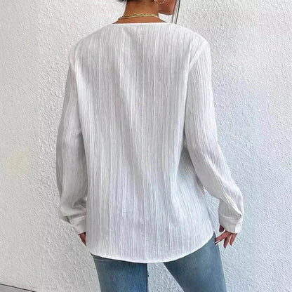 White Slim Fit Long Sleeve  Shirt evening Top Women - www.Shopthatapp.com
